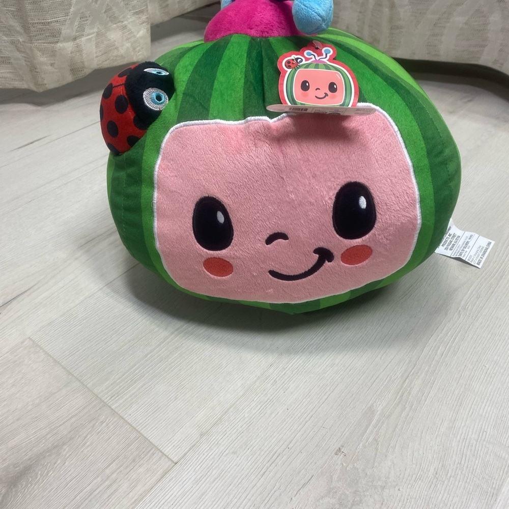 Smiling Watermelon Plush Toy - Green and Pink Cute Character